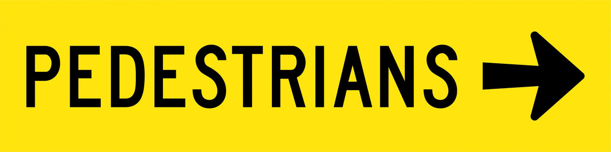 1200x300mm 6mm Corflute Pedestrians Right Arrow Reflective Sign