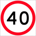 600x600mm 6mm Corflute 40km Speed Limit Roundel Sign