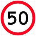 600x600mm 6mm Corflute 50km Speed Limit Roundel Sign
