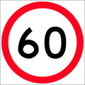 600x600mm 6mm Corflute 60km Speed Limit Roundel Sign