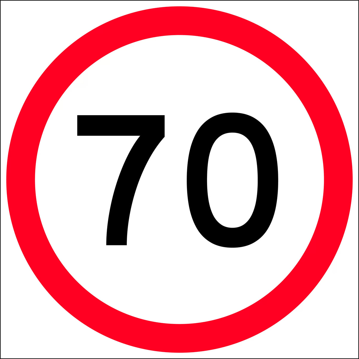 600x600mm 70km Speed Sign | Roadwork Zones | Uniform Safety Signs
