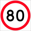 600x600mm 6mm Corflute 80km Speed Limit Roundel Sign
