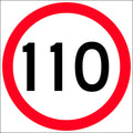 600x600mm 6mm Corflute 110km Speed Limit Roundel Sign