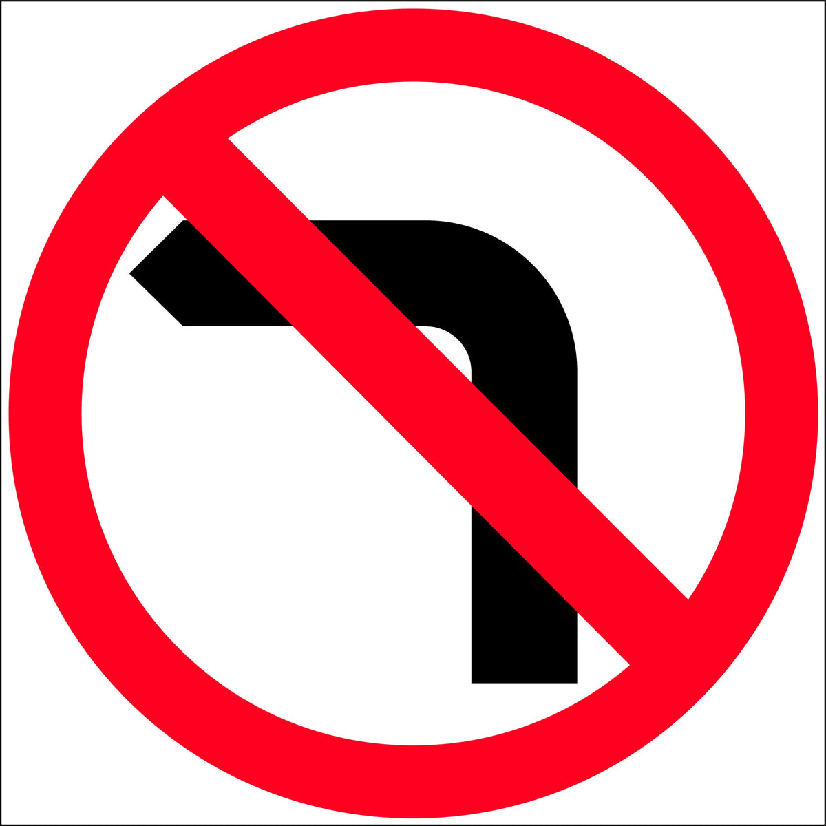 600x600mm 6mm Corflute No Left Turn Reflective Symbolic Sign