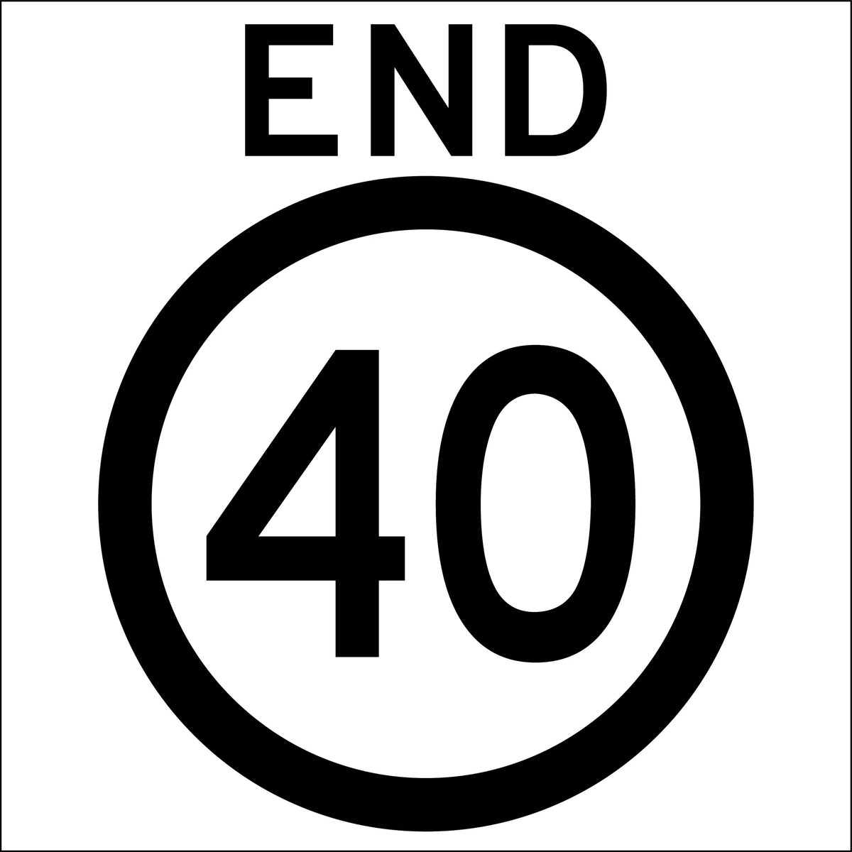 600x600mm End 40km Sign | Roadwork Zones | Uniform Safety Signs
