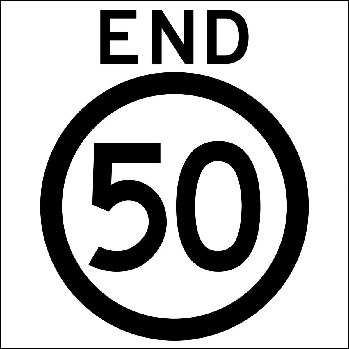 600x600mm Corflute End 50km Sign | Roadwork Zones | Uniform Safety Signs
