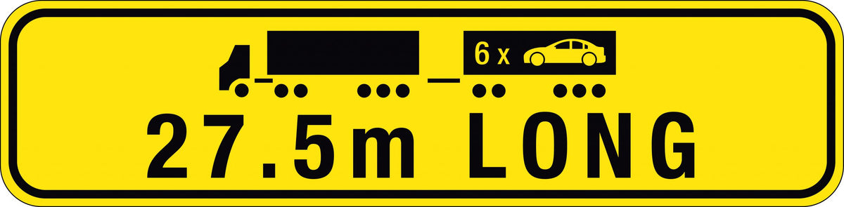 510x250mm Metal Class 2 Road Train 27.5m Long Sign | Uniform Safety Signs