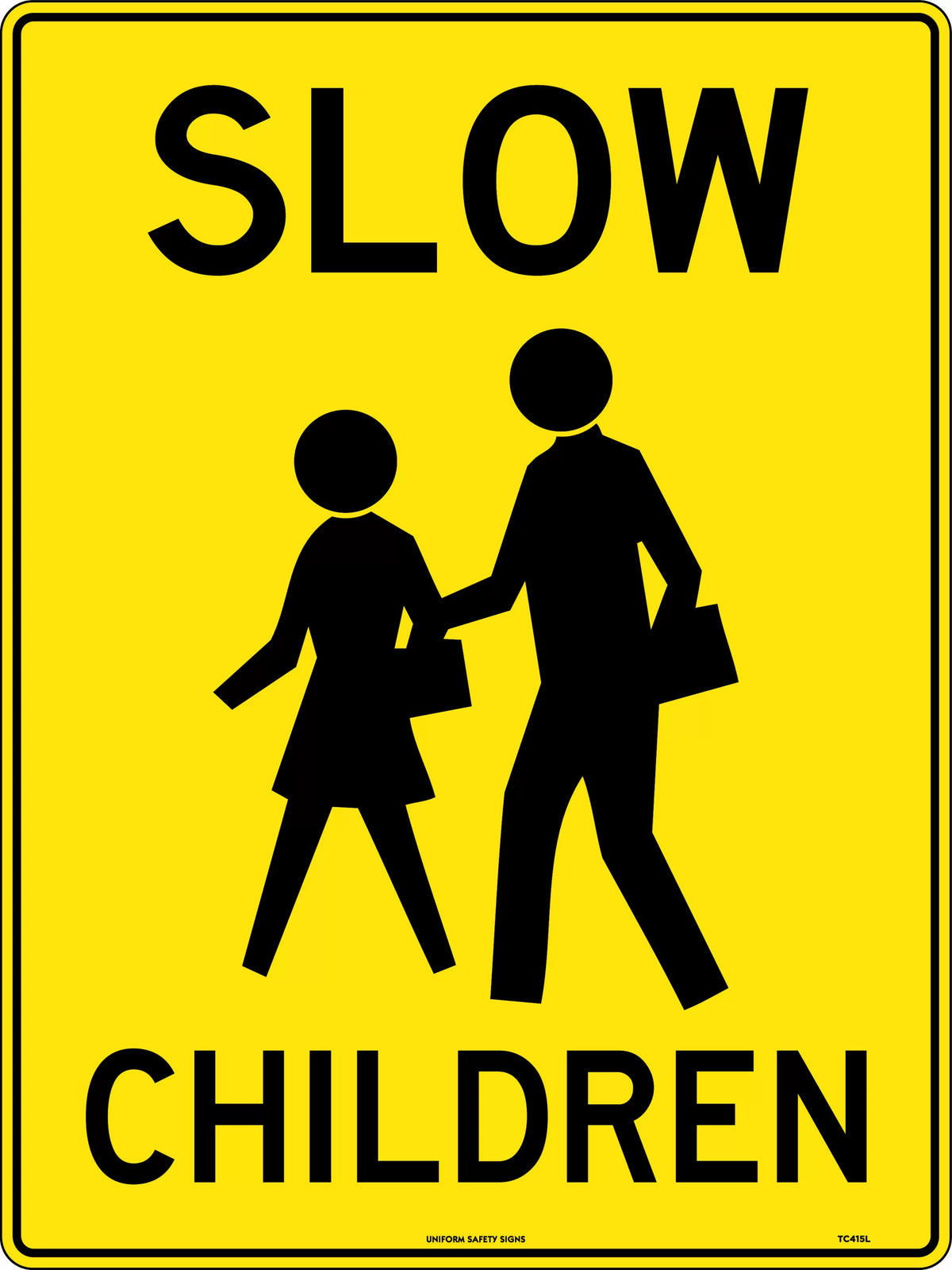 600x400mm Metal Slow Children Sign | School Zones | Uniform Safety Signs