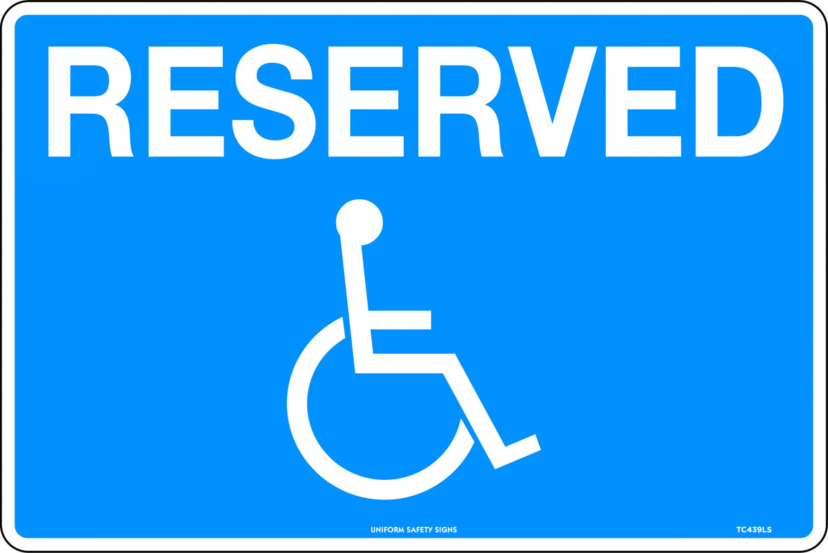 450x300mm Reserved Disabled Sign | Car Parks | Uniform Safety Signs
