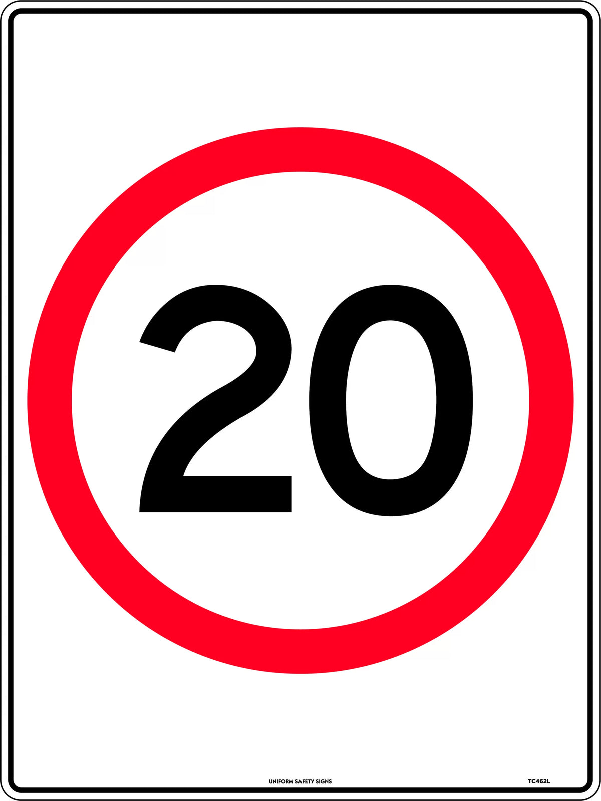600x450mm 20km Speed Roundel | Site Traffic Control | Uniform Safety Signs