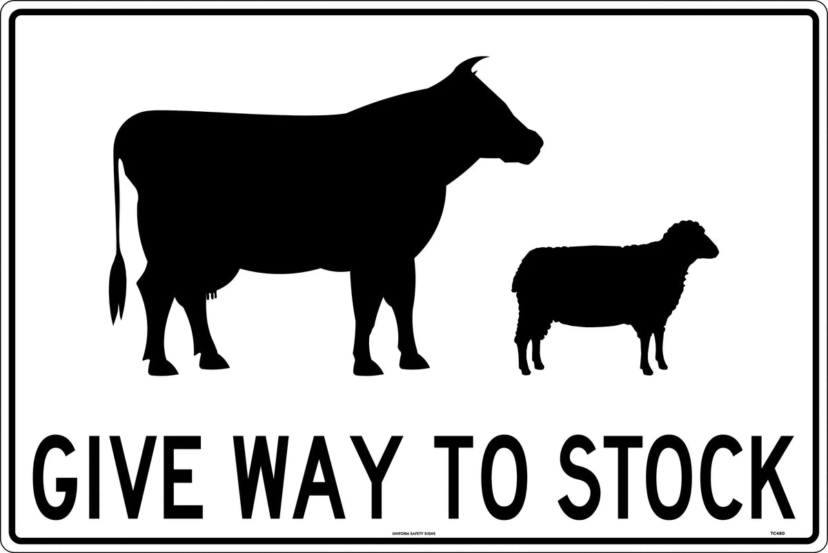 900x600mm Give Way To Stock Sign | Rural Roadworks | Uniform Safety Signs