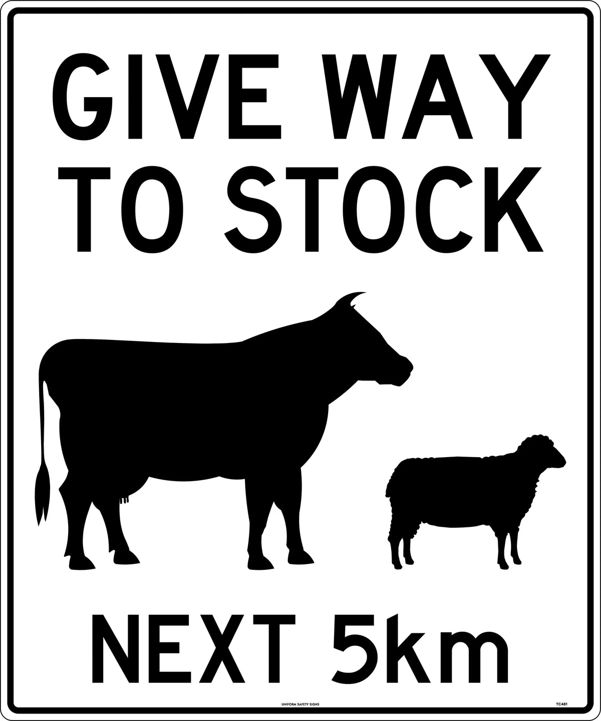 750x900mm Stock Warning Sign | Rural Roadworks | Uniform Safety Signs