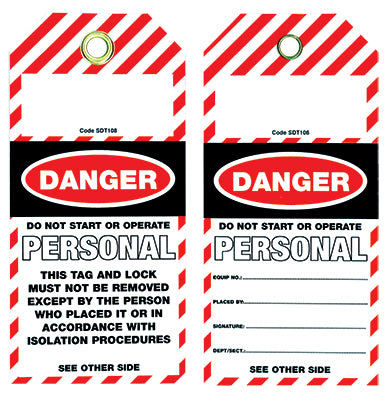 Tear Proof Personal Danger Tags | Industrial Isolation | Uniform Safety Signs