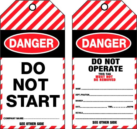 75x145mm Danger Do Not Start Tags | Plant Maintenance | Uniform Safety Signs