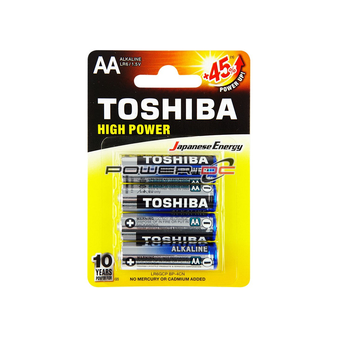 Toshiba High Power Alkaline AA Batteries | 4 Pack