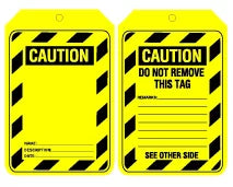 90x140mm Cardboard Caution Tags | Industrial Site Safety | Uniform Safety Signs