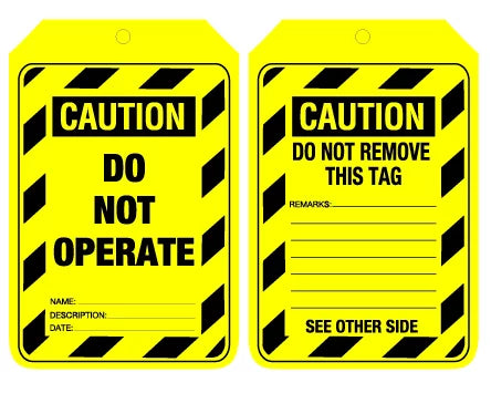 90x140mm Caution Tags | Industrial Lockout | Uniform Safety Signs