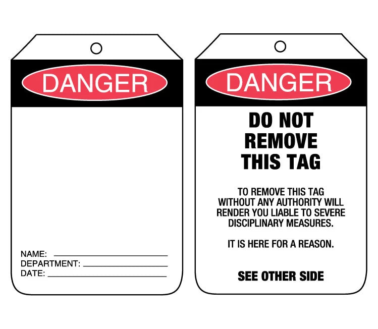 90x140mm Blank Danger Tags | Industrial Lockout | Uniform Safety Signs