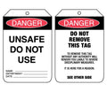 90x140mm Danger Unsafe Tags | Industrial Lockout | Uniform Safety Signs