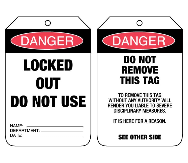 Cardboard Danger Locked Out Tags | Industrial Maintenance | Uniform Safety Signs