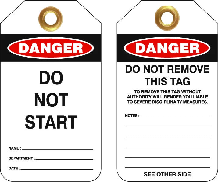 Heavy Duty PVC Danger Tags | Machinery Maintenance | Uniform Safety Signs