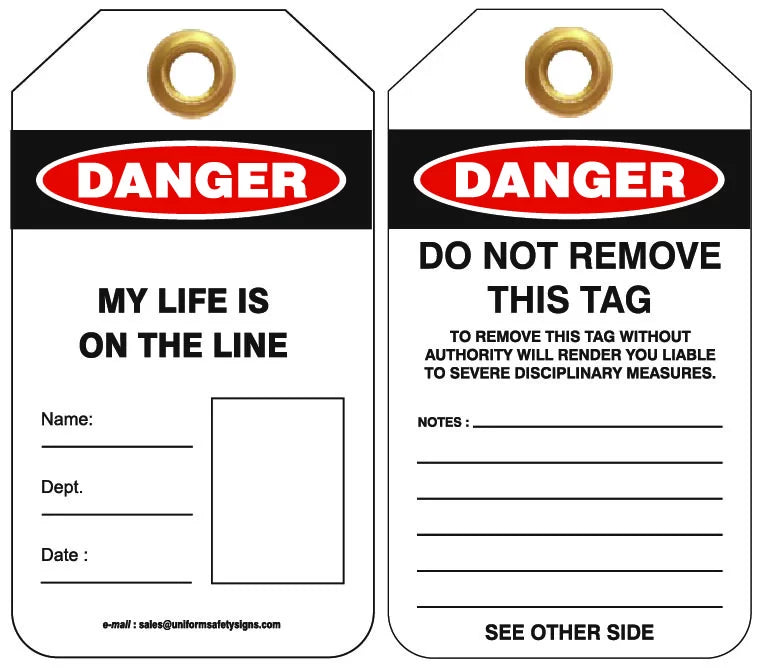 Line Heavy Duty PVC Danger Tags | Industrial Lockout | Uniform Safety Signs