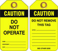 Operate Heavy Duty PVC Caution Tags | Industrial Lockout | Uniform Safety Signs