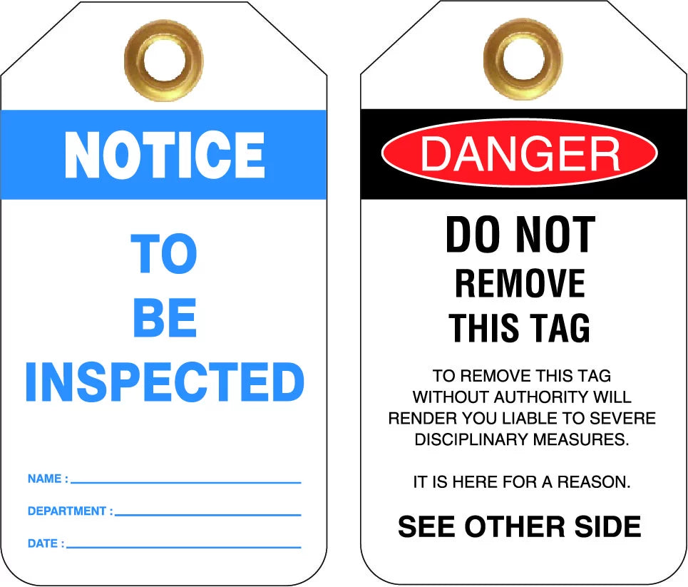 80x140mm PVC Inspection Tags | Industrial Maintenance | Uniform Safety Signs