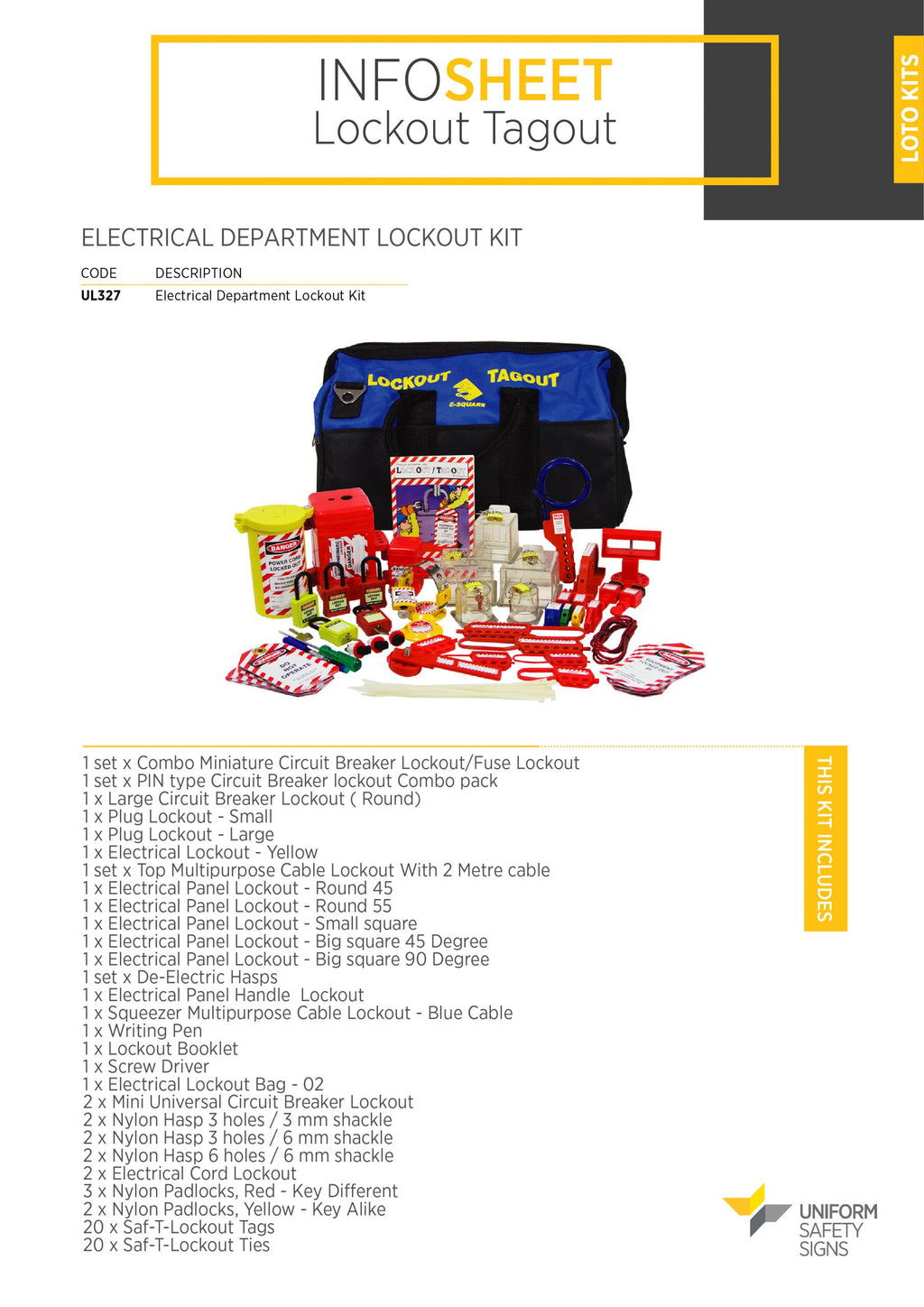 Electrical Department Lockout Kit | Industrial Site Safety | Uniform Safety Signs, view 2