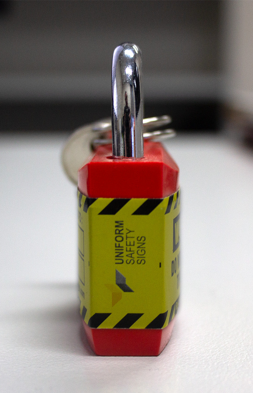 25mm Economy Red Safety Padlock | Site Lockout | Uniform Safety Signs, view 2