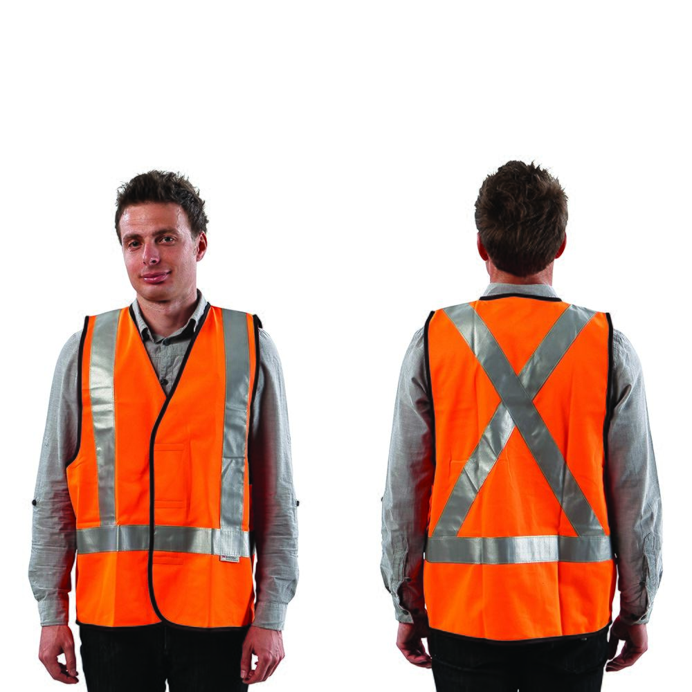 Fluro Safety X Back Taped Vest - view 1