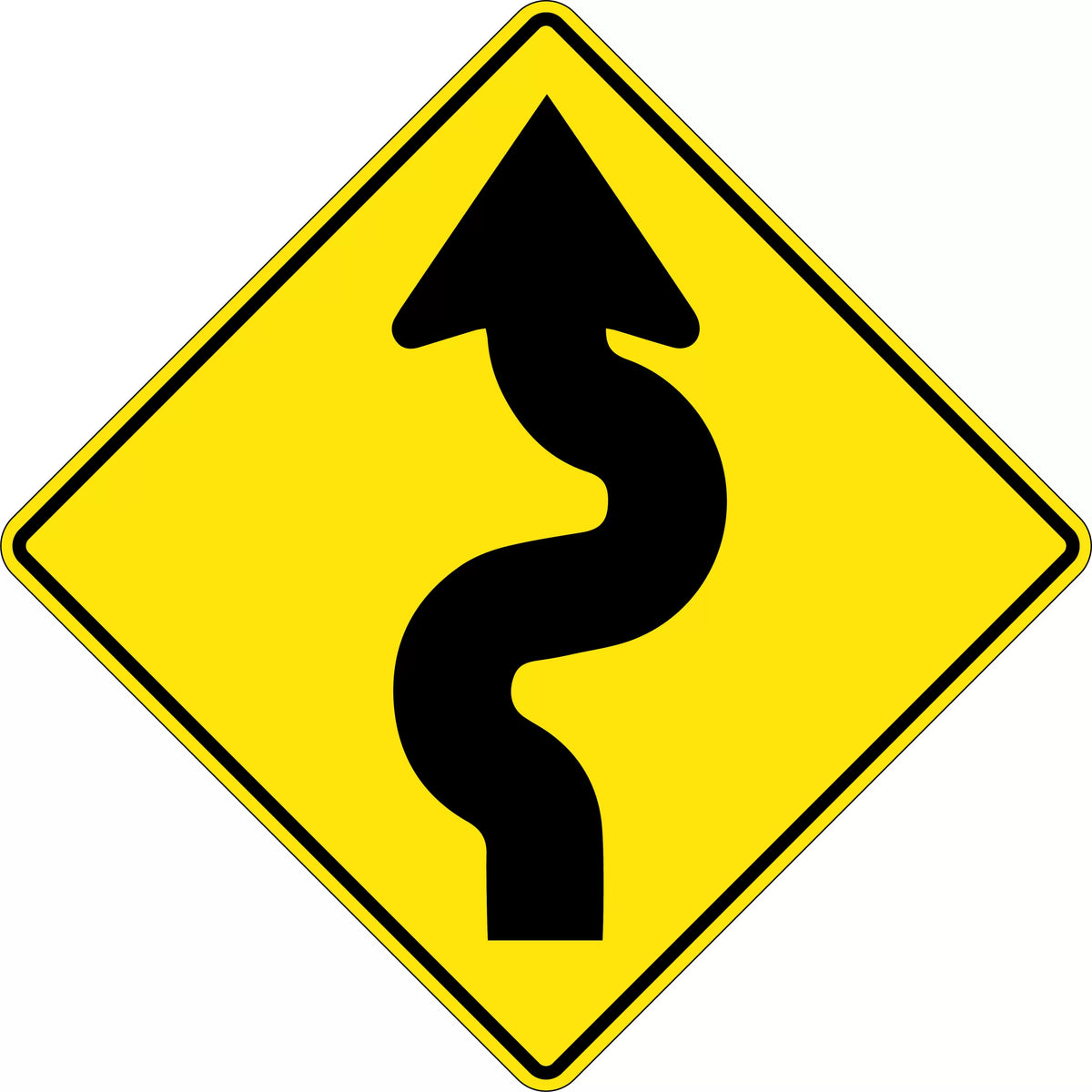 900x1125mm Aluminium Winding Road Reflective Safety Sign | Uniform Safety Signs