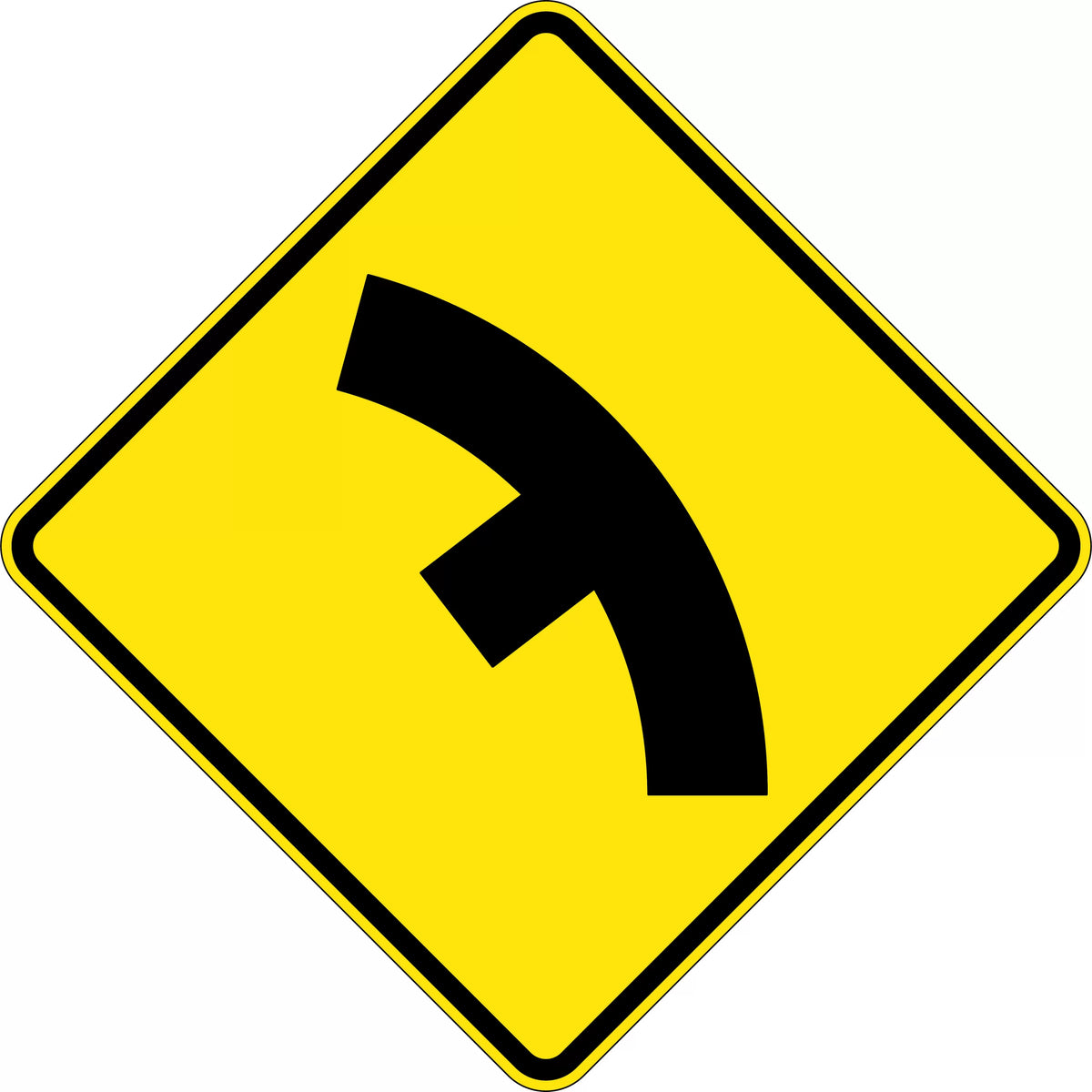 750mm Aluminium Side Road Junction Sign | Curved Roads | Uniform Safety Signs