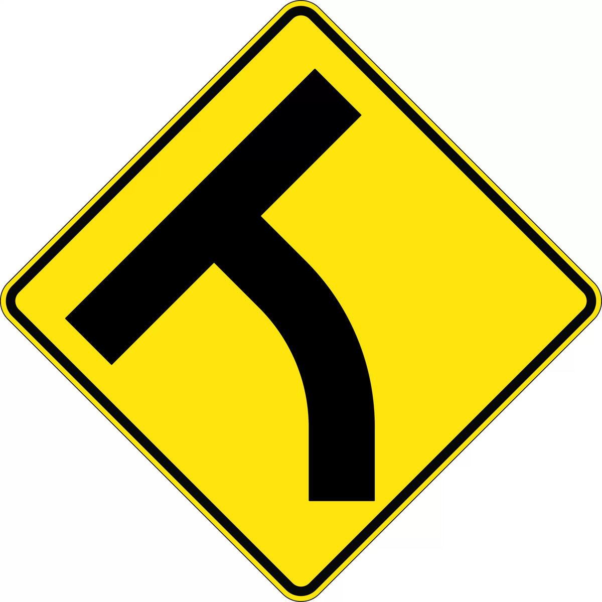 600x600mm Aluminium T Intersection Sign | Roadworks | Uniform Safety Signs