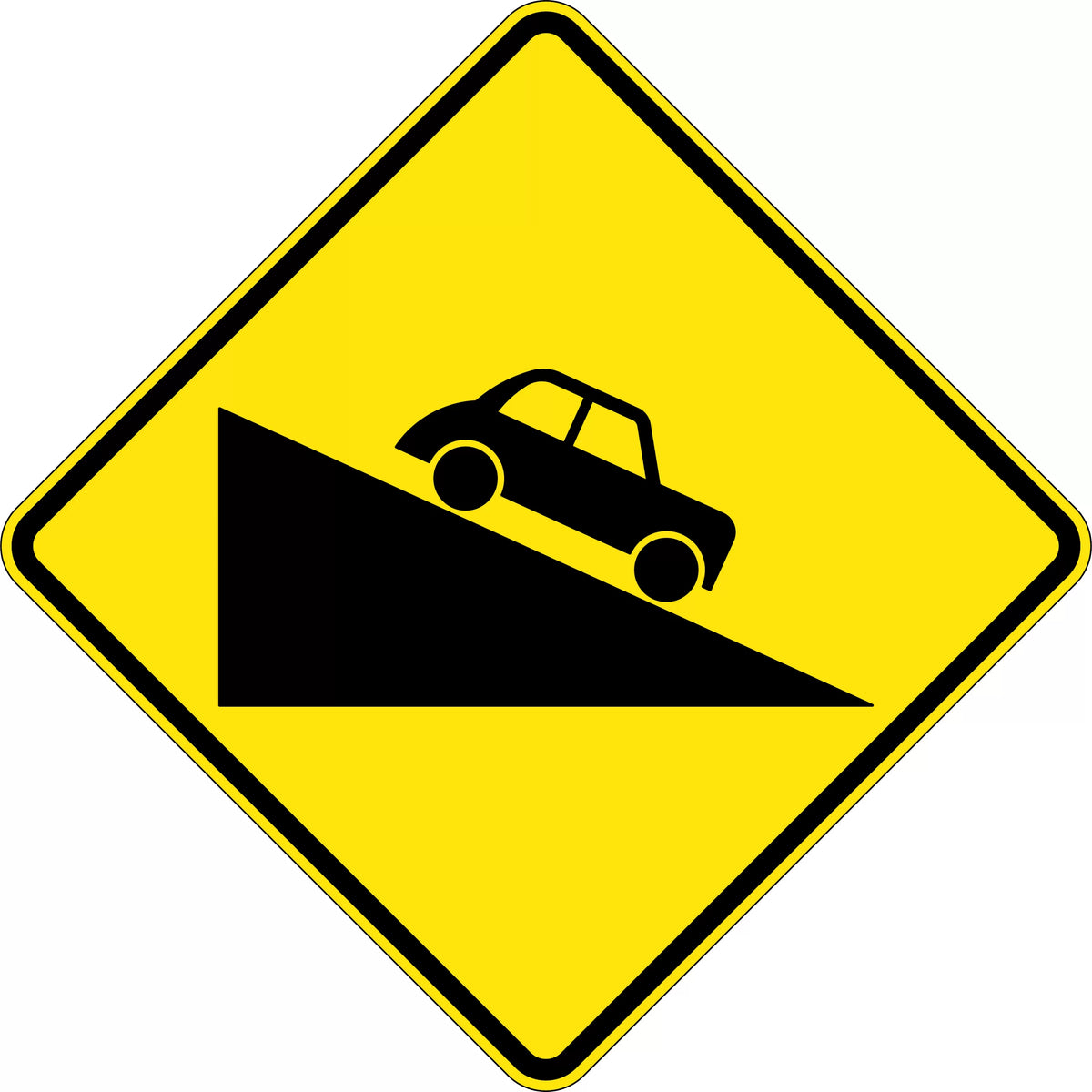600x600mm Steep Descent Sign | Roadworks | Uniform Safety Signs