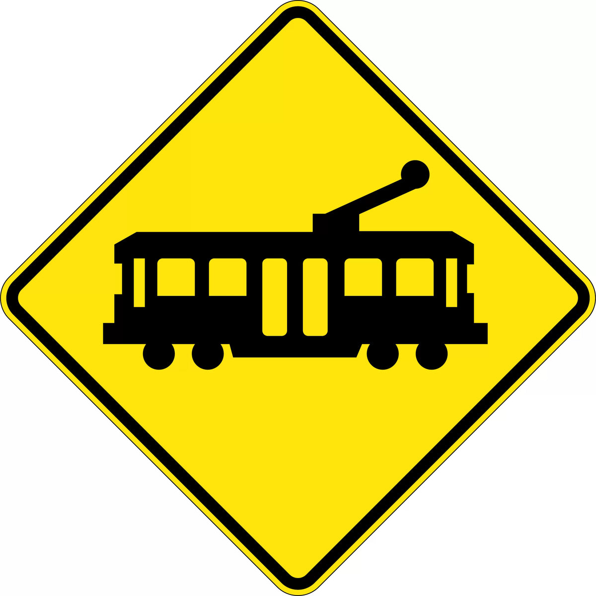 600x600mm Aluminium Tram Sign | Urban Transit Zones | Uniform Safety Signs