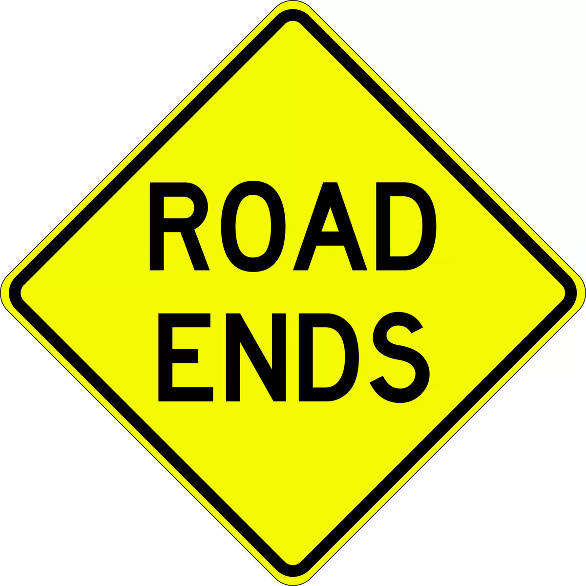 900x900mm Aluminium Road Ends Sign | Roadworks | Uniform Safety Signs