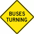 750x750mm Buses Turning Sign | Roadworks & Transit | Uniform Safety Signs