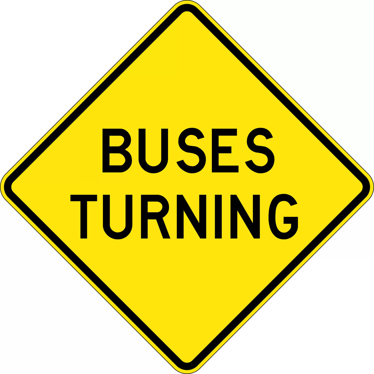 750x750mm Buses Turning Sign | Roadworks & Transit | Uniform Safety Signs