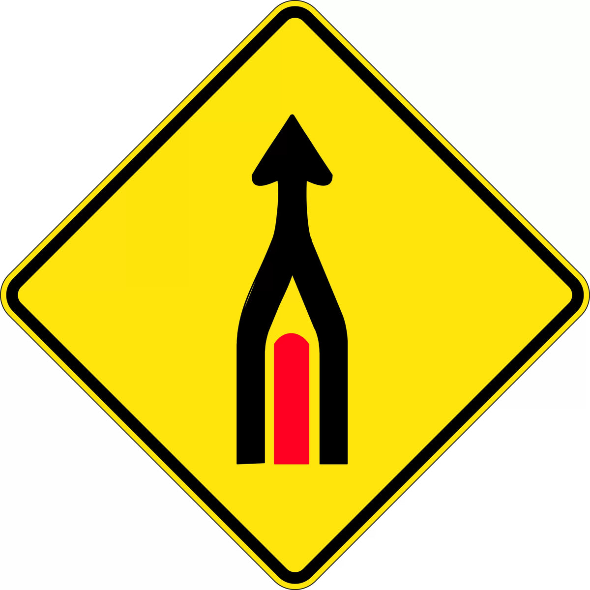 600x600mm Aluminium Lanes Merge Sign | Roadworks | Uniform Safety Signs