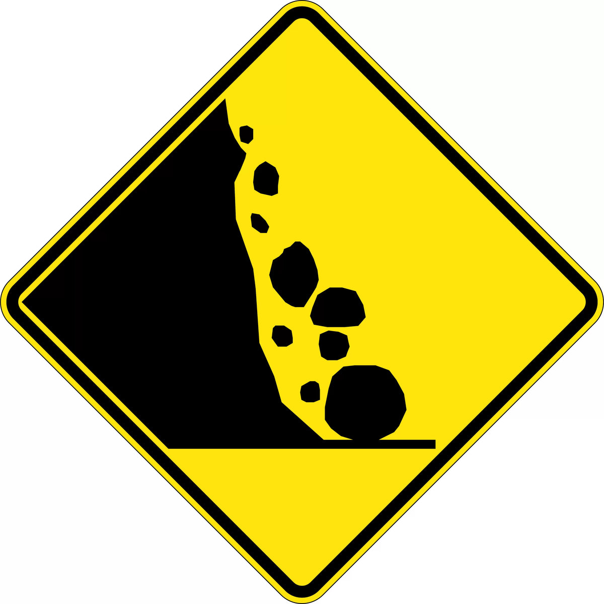 Aluminium Fallen Rocks Sign | Roadside Hazard Warning | Uniform Safety Signs