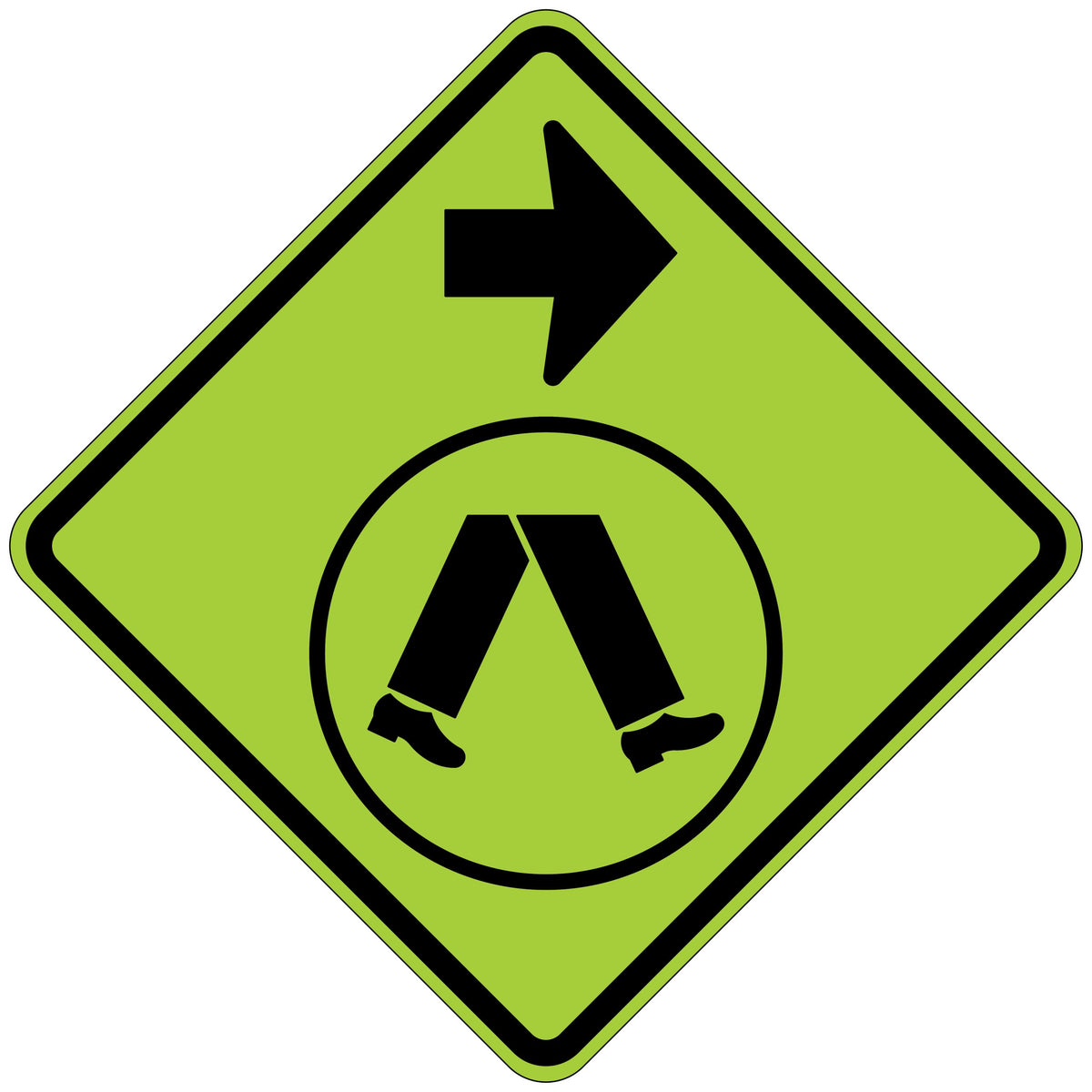 750x750mm Aluminium Pedestrian Crossing Right Reflective Sign