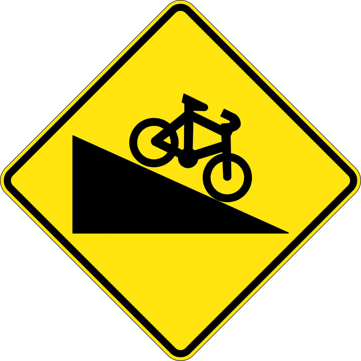 1200x1200mm Aluminium Class 1 Reflective Steep Descent for Bicycles Sign