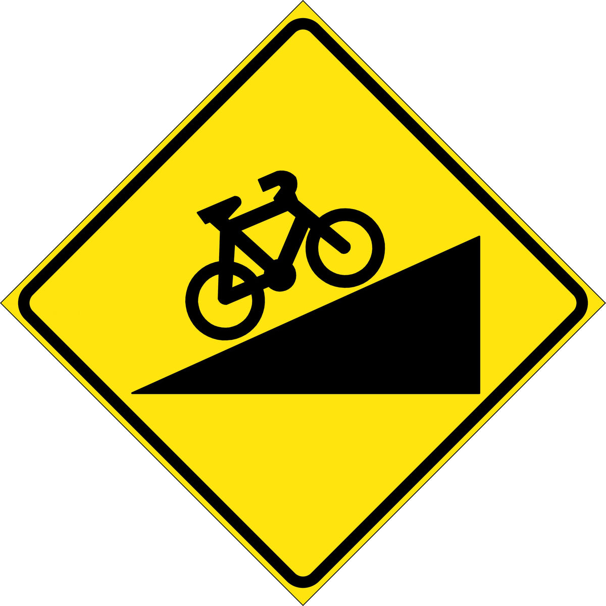 900x900mm Aluminium Class 1 Reflective Steep Climb for Bicycles Sign