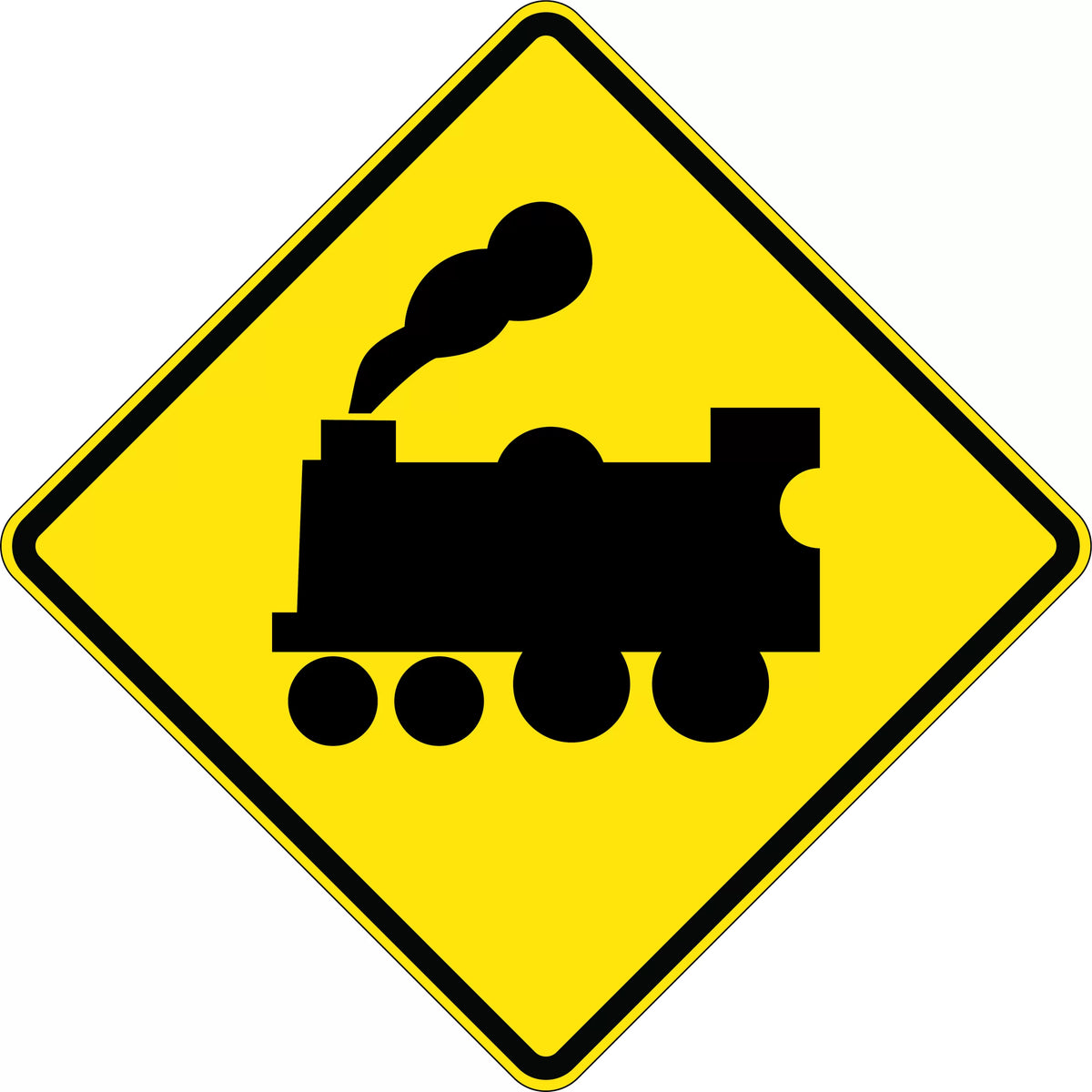600x600mm Aluminium Train Picto Left | Rail Crossings | Uniform Safety Signs