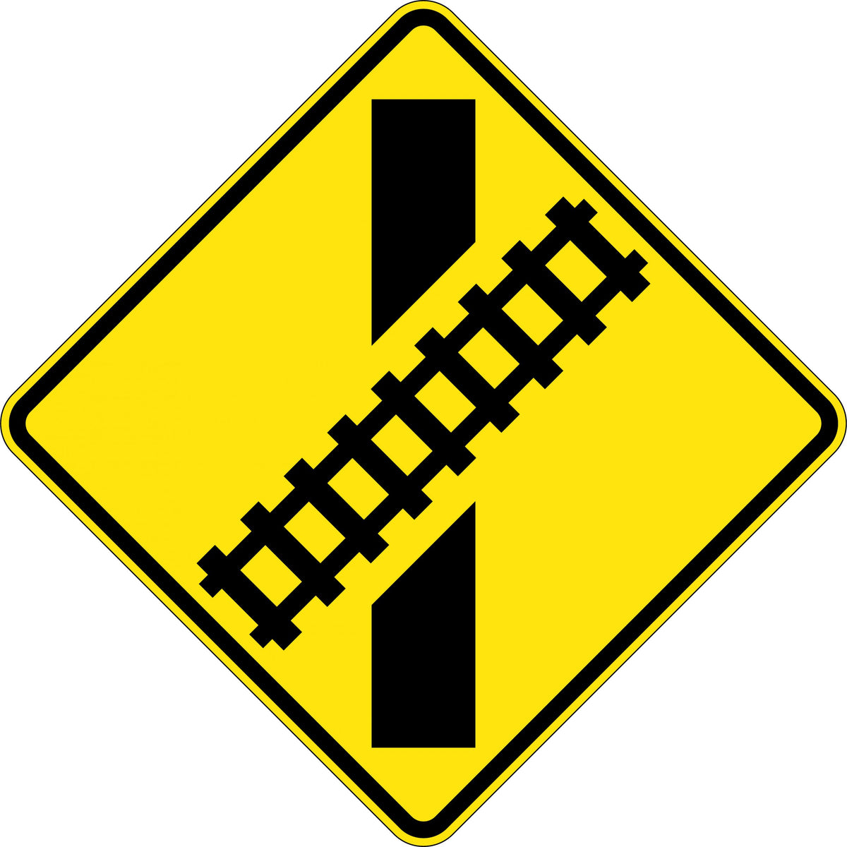 750x750mm Aluminium Train Crossing Angle Left Reflective Sign