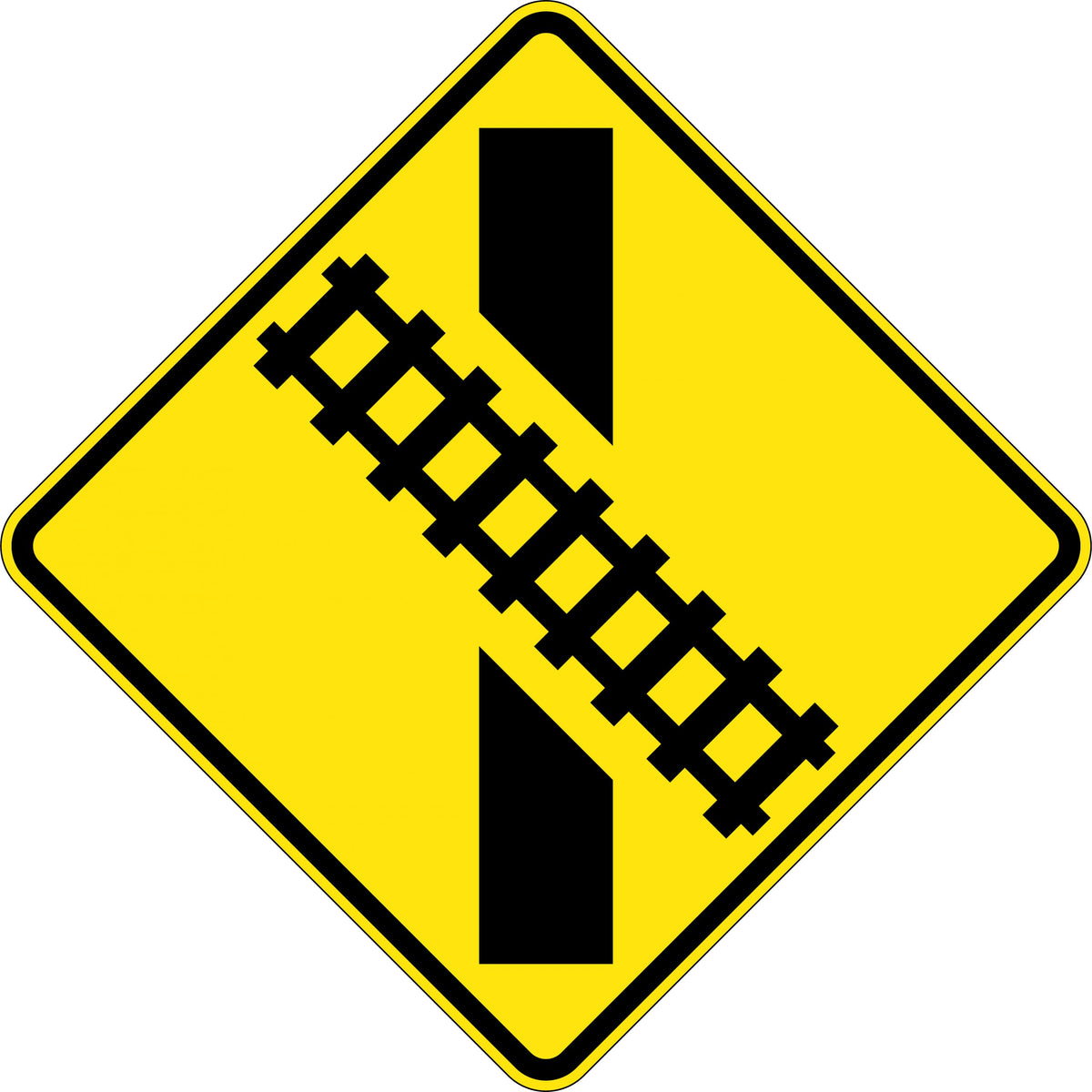 600x600mm Aluminium Train Crossing Angle Right Reflective Sign