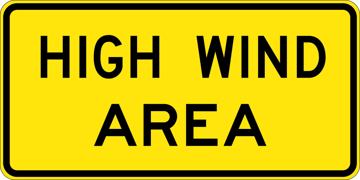1200x600mm High Wind Area Sign | Coastal Roadworks | Uniform Safety Signs