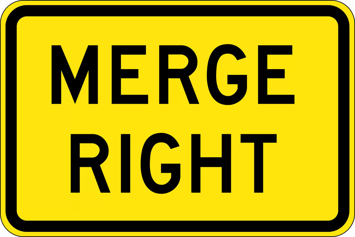900x600mm Merge Right Sign | Roadworks & Traffic Control | Uniform Safety Signs