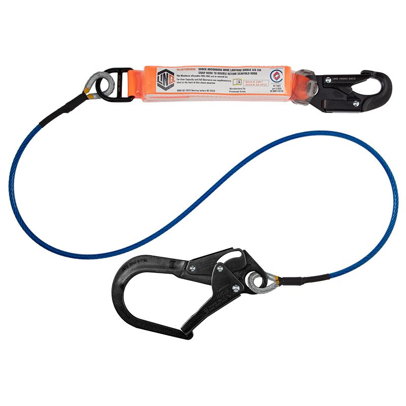 Single Leg Wire Rope Lanyard with Shock Absorber